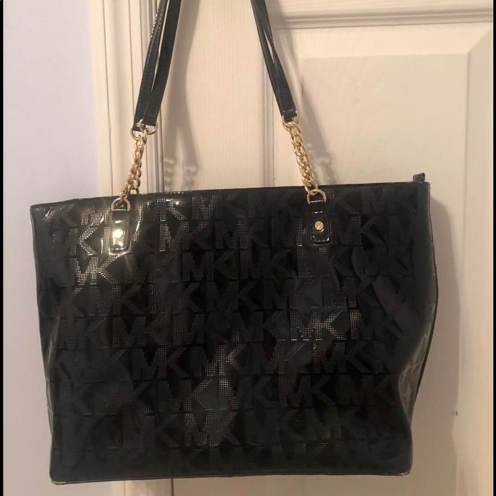 Black glossy Michael Kors tote